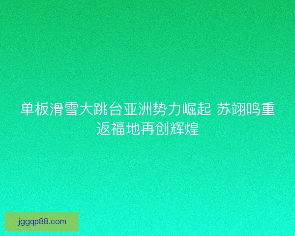 单板滑雪大跳台亚洲势力崛起 苏翊鸣重返福地再创辉煌